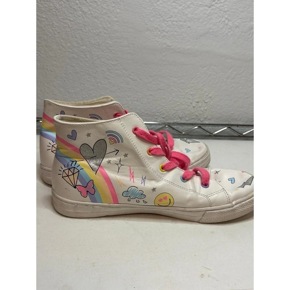 The Children's Place Girls White Rainbow Doodle High Top Sneakers Size 5⁠